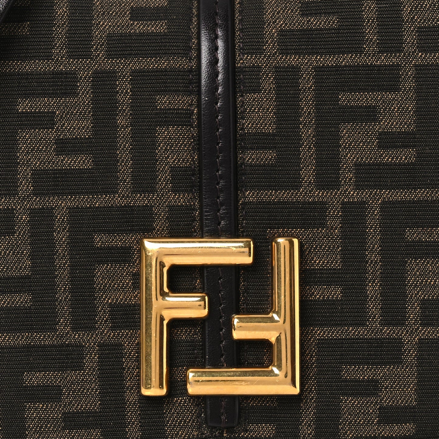 Fabric Jacquard Vitello Cher Cuoio FF 1974 Small Fendi C'mon Tobacco Moro Ebano