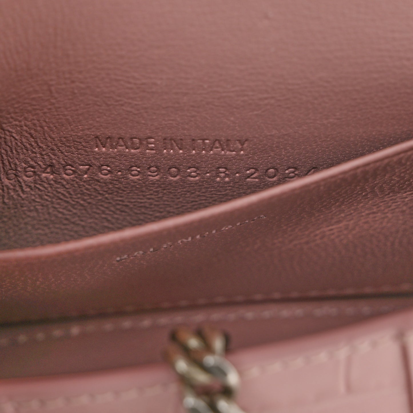 Shiny Calfskin Crocodile Embossed Hourglass Top Handle Bag Mini with Chain Powder Pink