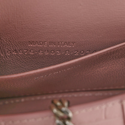 Balenciaga Shiny Calfskin Crocodile Embossed Hourglass Top Handle Bag Mini with Chain Powder Pink 7 of 11