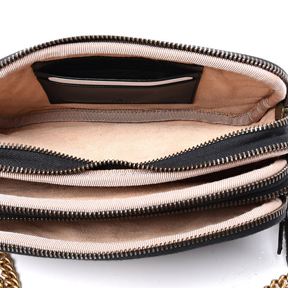 Gucci Calfskin Matelasse Mini GG Marmont Chain Crossbody Bag Black 4 of 11