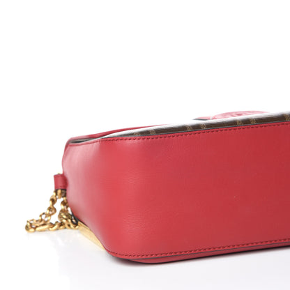 Fendi Vitello Grace Glazed Fabric FF 1974 Double F Shoulder Bag Fragola Mogano Panna 9 of 10
