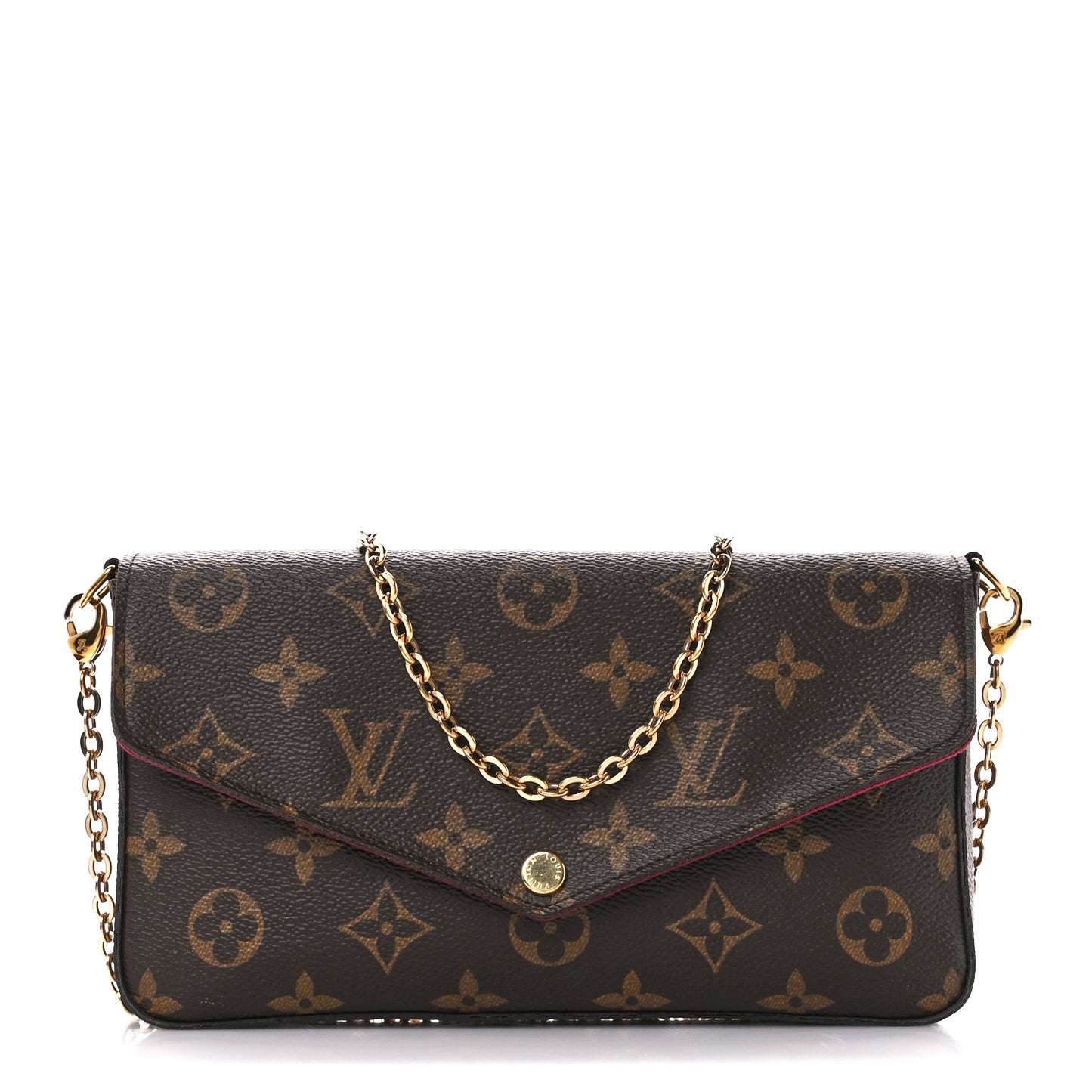 Monogram Pochette Felicie Chain Wallet Fuchsia