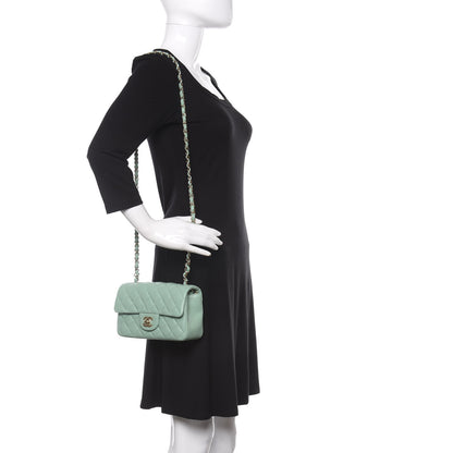 Chanel Lambskin Quilted Mini Rectangular Flap Light Green 2 of 9