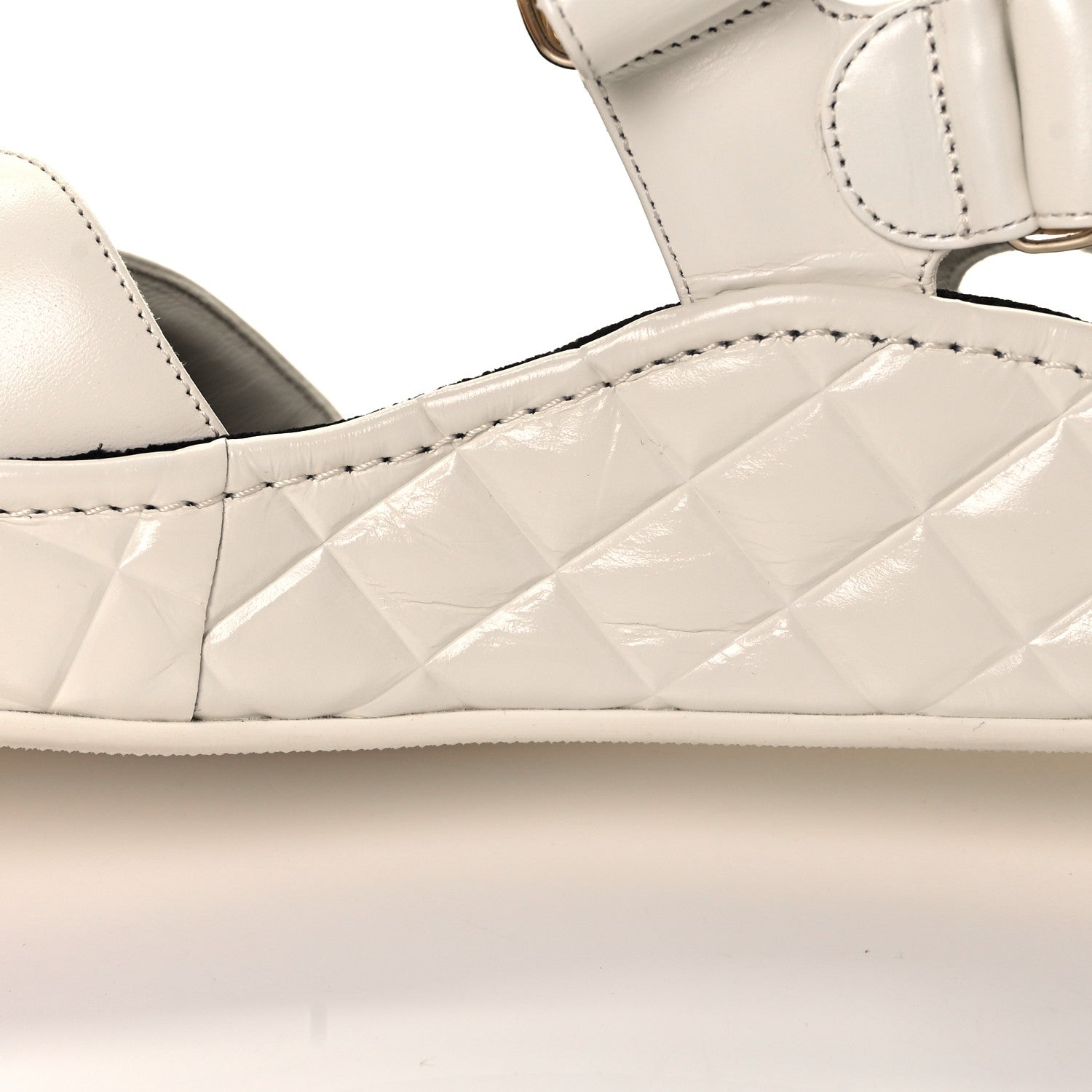 Chanel Shiny Calfskin Logo Platform Sandals 38 Ivory 10 of 10