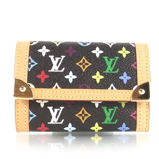 Louis Vuitton Monogram Multicolor Porte-Monnaie Plat Coin Purse Black 1 of 9