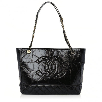 Chanel Shiny Aged Calfskin Quilted Large Shopping Bag Black 1 of 12