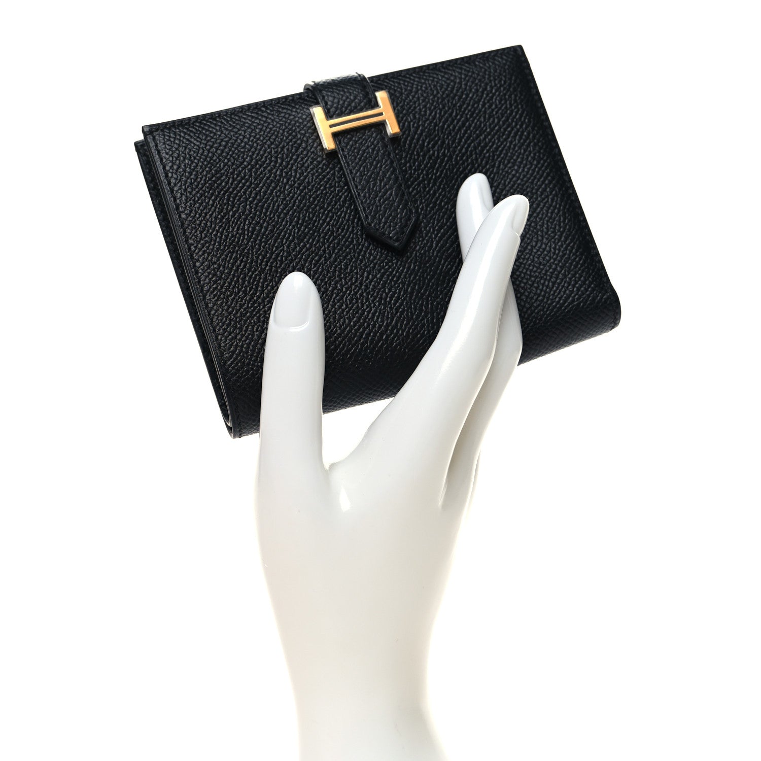 Hermes Epsom Bearn Compact Wallet Black 2 of 9