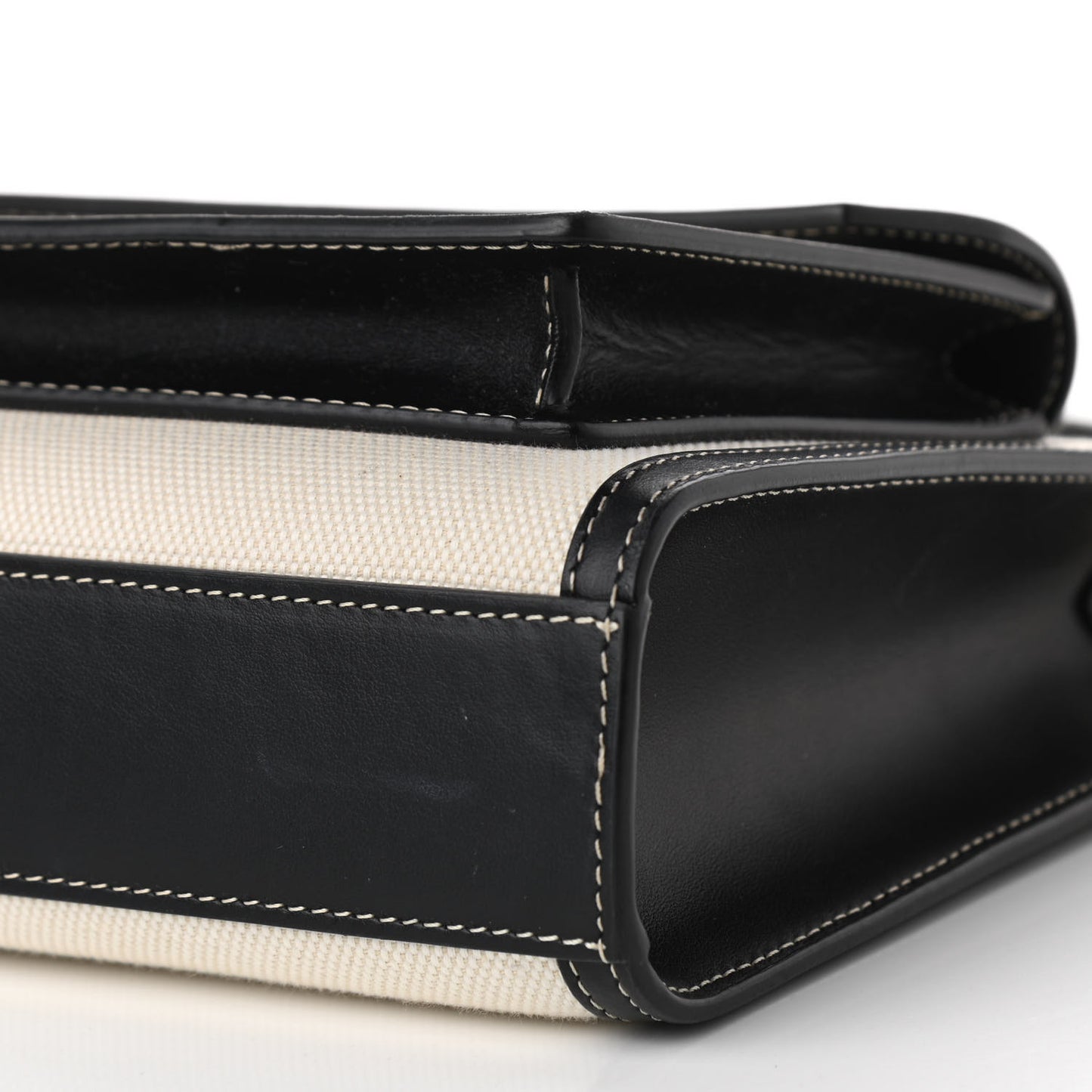 Canvas Smooth Calfskin Two Tone Mini Pocket Bag Black