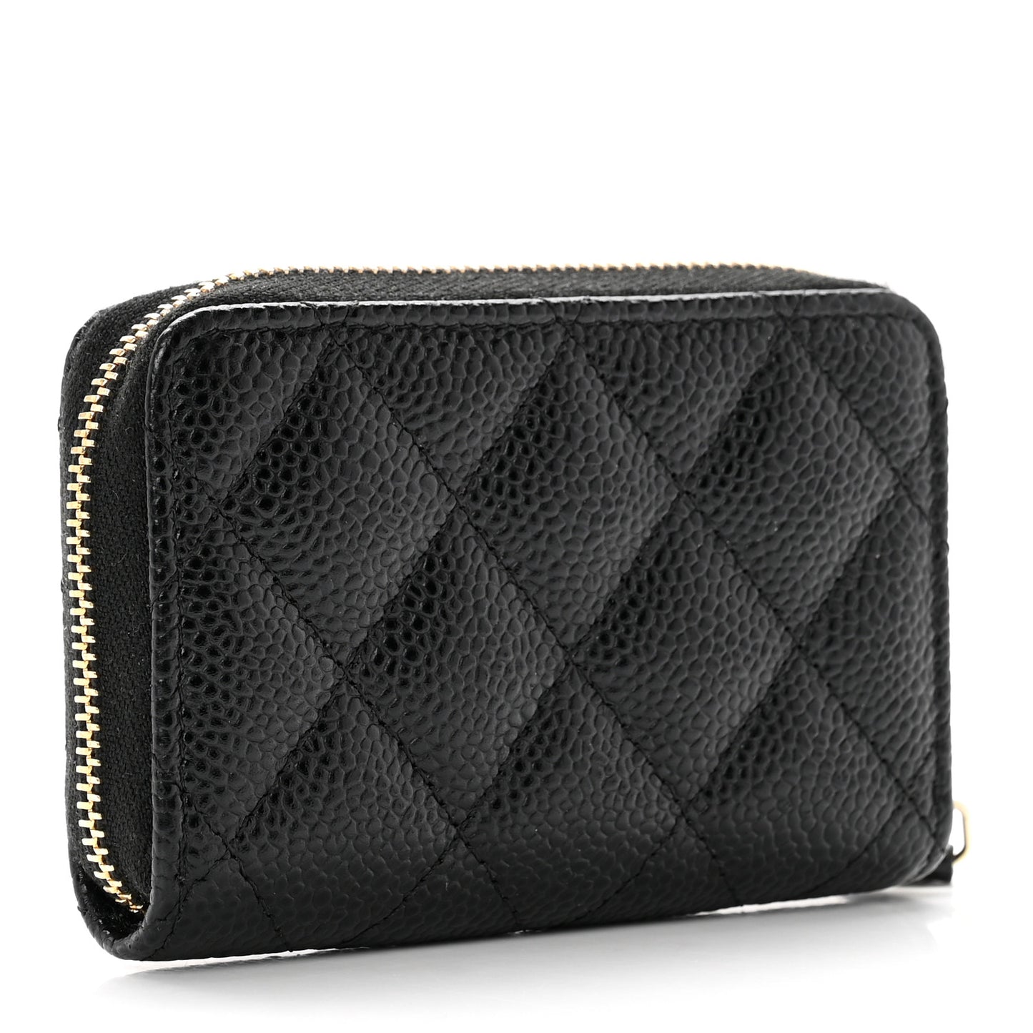 Caviar Quilted Zip Coin Purse Black