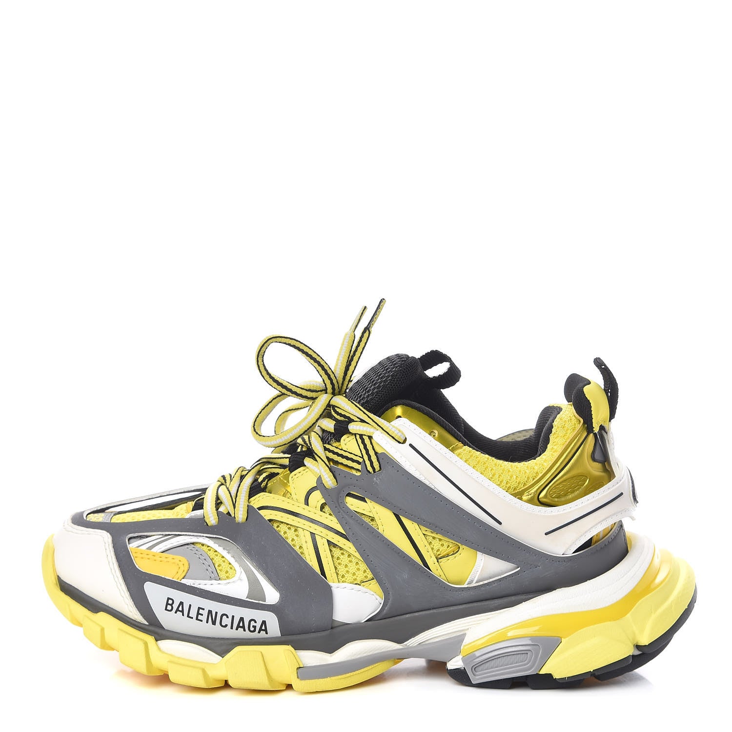 Balenciaga Mesh Nylon Womens Track Sneakers 39 Jaune Black White 1 of 16