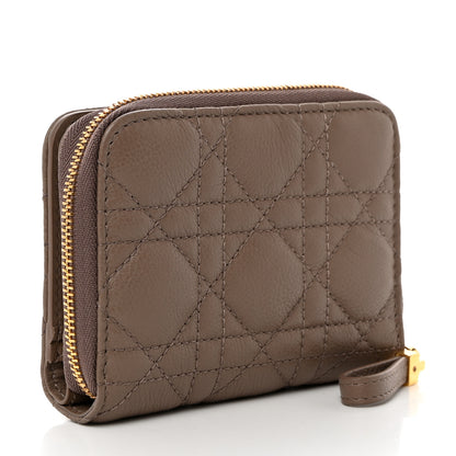 Christian Dior Grained Calfskin Supple Cannage Caro Scarlet Zipped Wallet Rose Des Vents 3 of 8