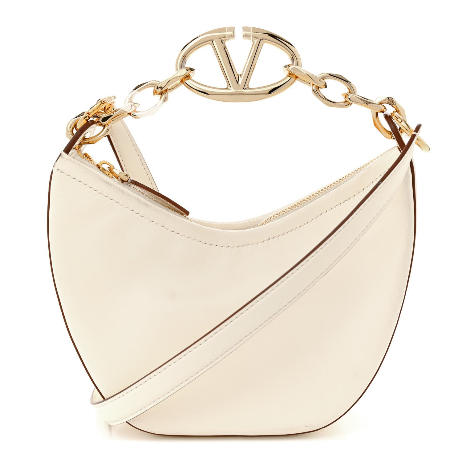 Valentino Garavani Nappa Mini Vlogo Moon Hobo Bag Ivory 1 of 20