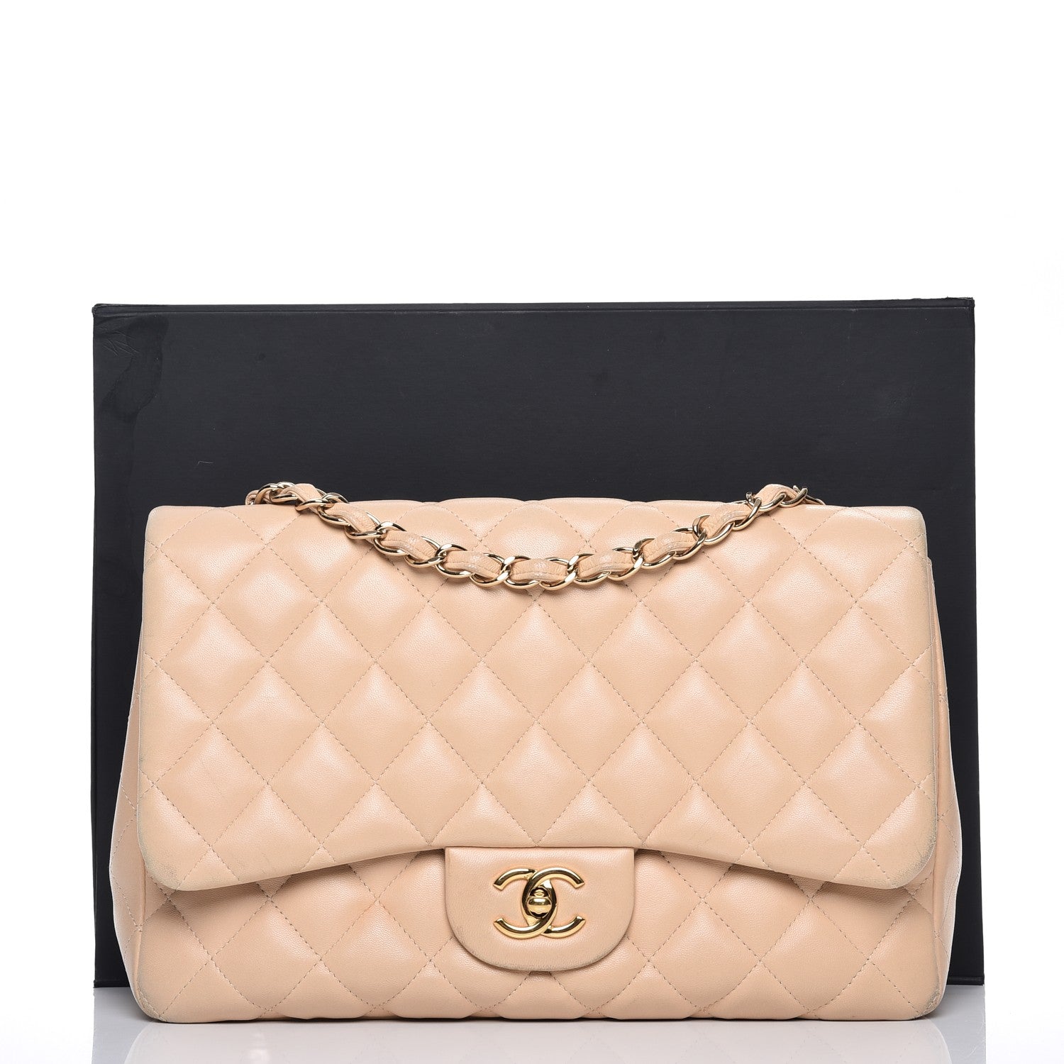 Chanel Lambskin Quilted Jumbo Single Flap Beige 19 of 19