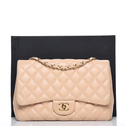 Chanel Lambskin Quilted Jumbo Single Flap Beige 19 of 19