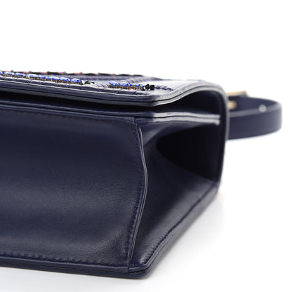 Christian Dior Calfskin Crystal Embroidered Medium Diorama Flap Bag Blue 8 of 9