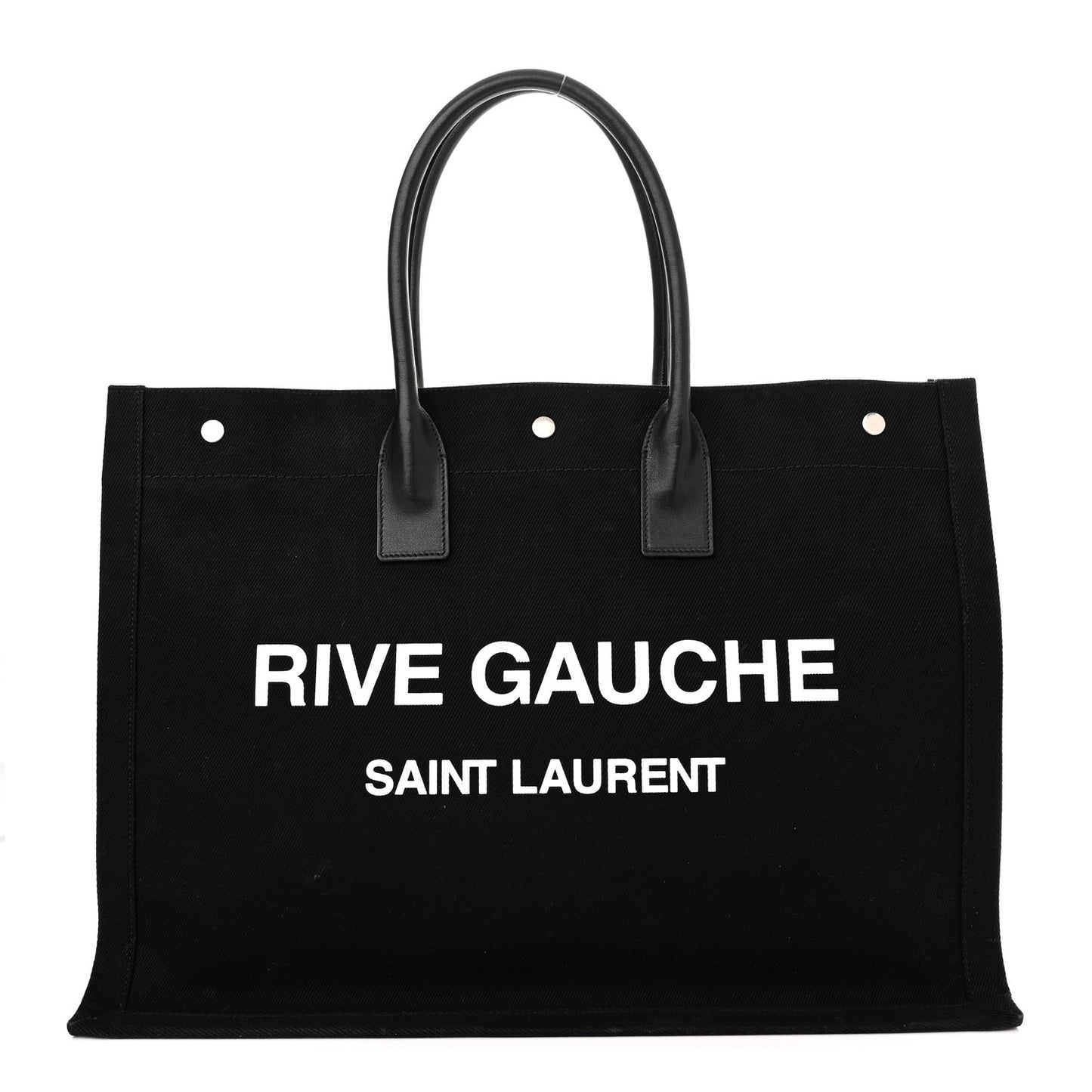 Linen Calfskin Rive Gauche Tote Black