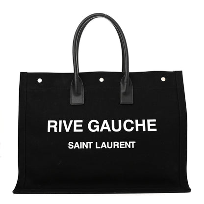 Saint Laurent Linen Calfskin Rive Gauche Tote Black 1 of 12