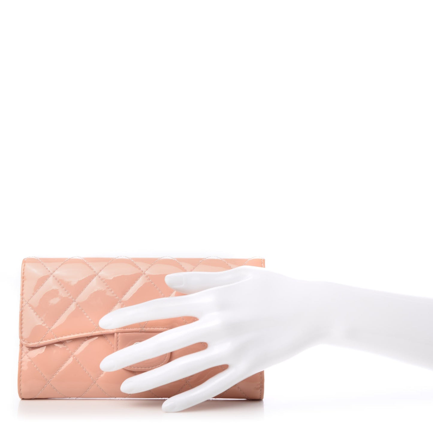 Patent Quilted Large Flap Wallet Pink