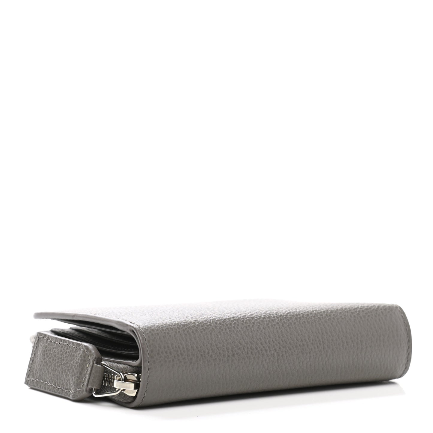 Grained Calfskin Rive Gauche Compact Zip Around Wallet Fog