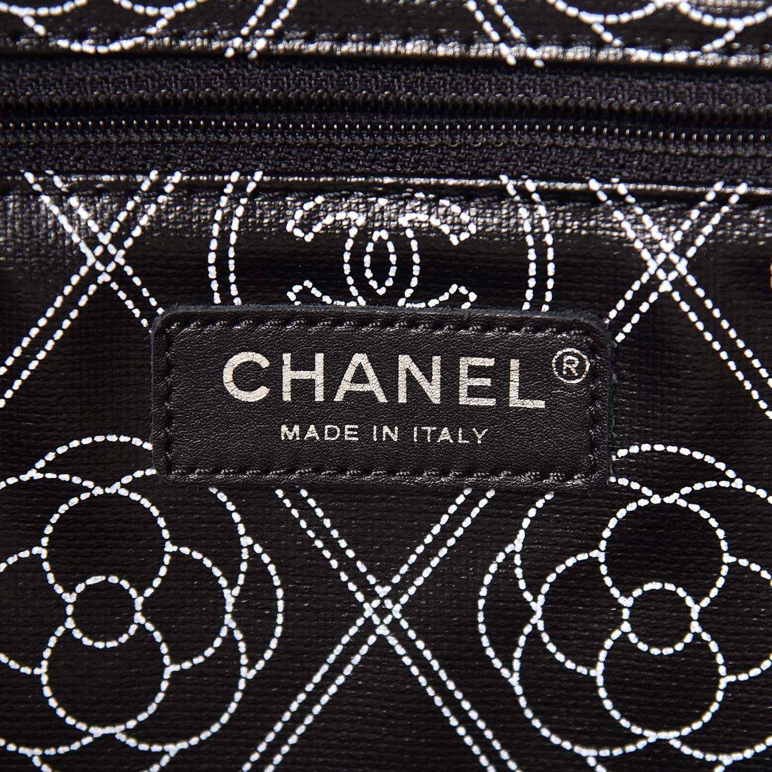 Chanel Coated Canvas Camellia Medium Shopping Tote Black Beige 6 of 11