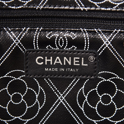 Chanel Coated Canvas Camellia Medium Shopping Tote Black Beige 6 of 11