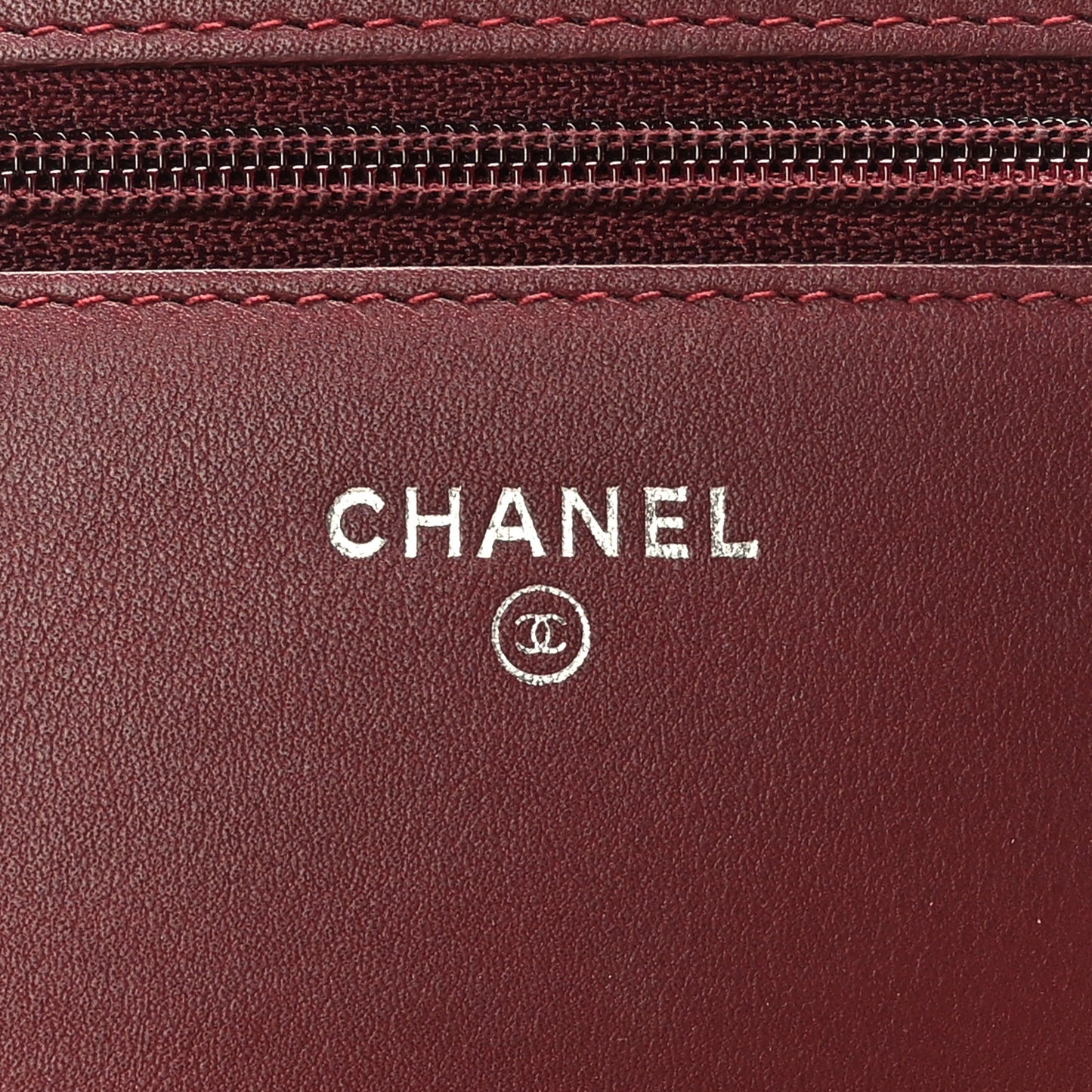 Calfskin Chevron Quilted Boy Wallet On Chain WOC Burgundy