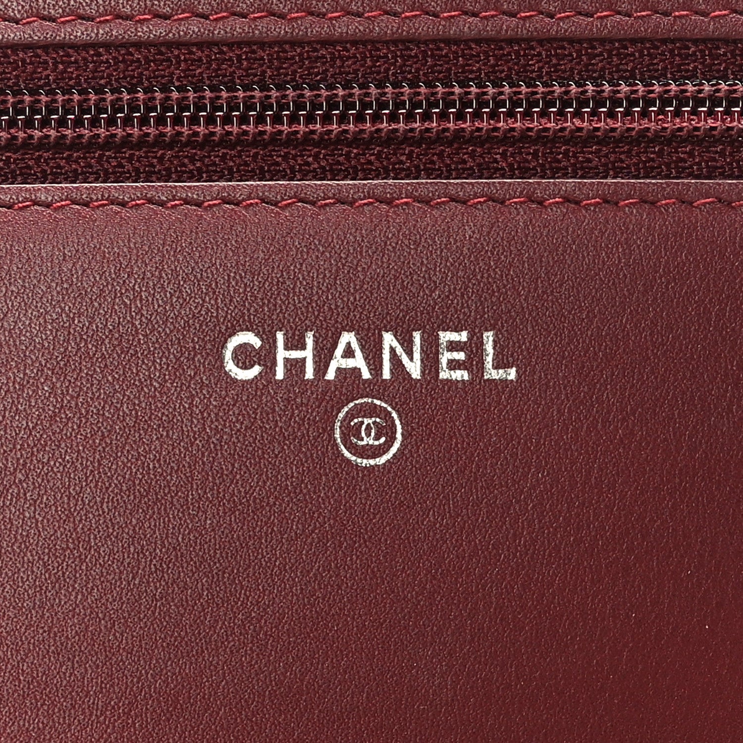 Chanel Calfskin Chevron Quilted Boy Wallet On Chain WOC Burgundy 6 of 11