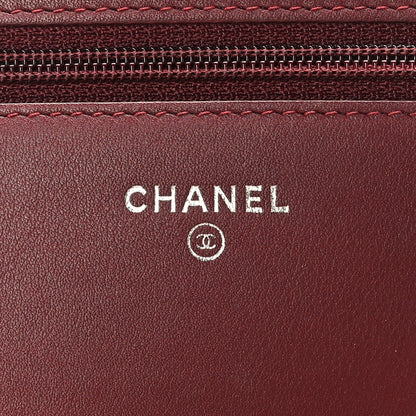 Chanel Calfskin Chevron Quilted Boy Wallet On Chain WOC Burgundy 6 of 11