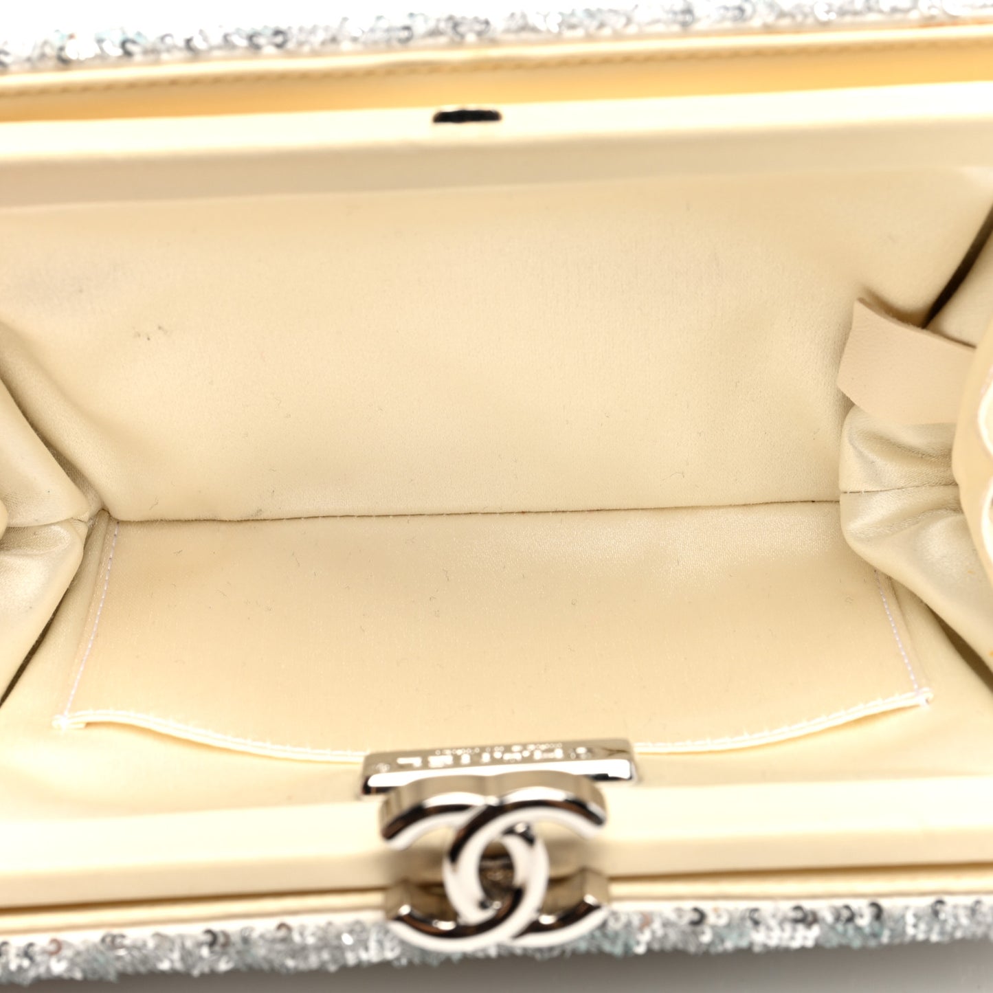 Sequin Satin Embroidered La Pausa Evening Clutch Silver Yellow Pink