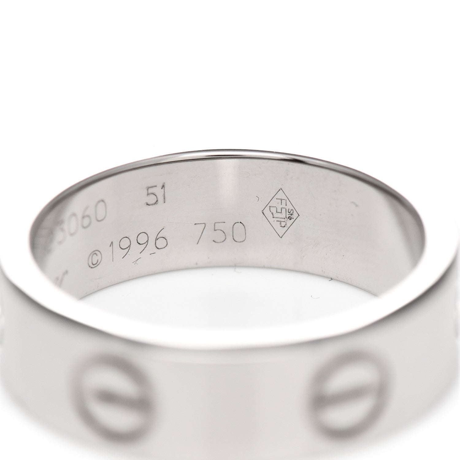 Cartier 18K White Gold 5.5mm LOVE Ring 51 5.75 5 of 5