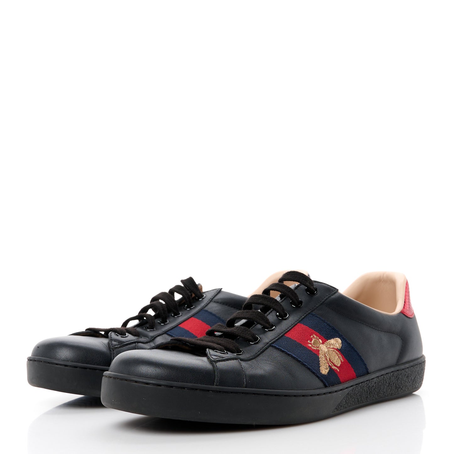 Miro Soft Calfskin Laminated Ayers Web Bee Embroidered Mens Ace Sneakers 10.5 Black Red Flame Night