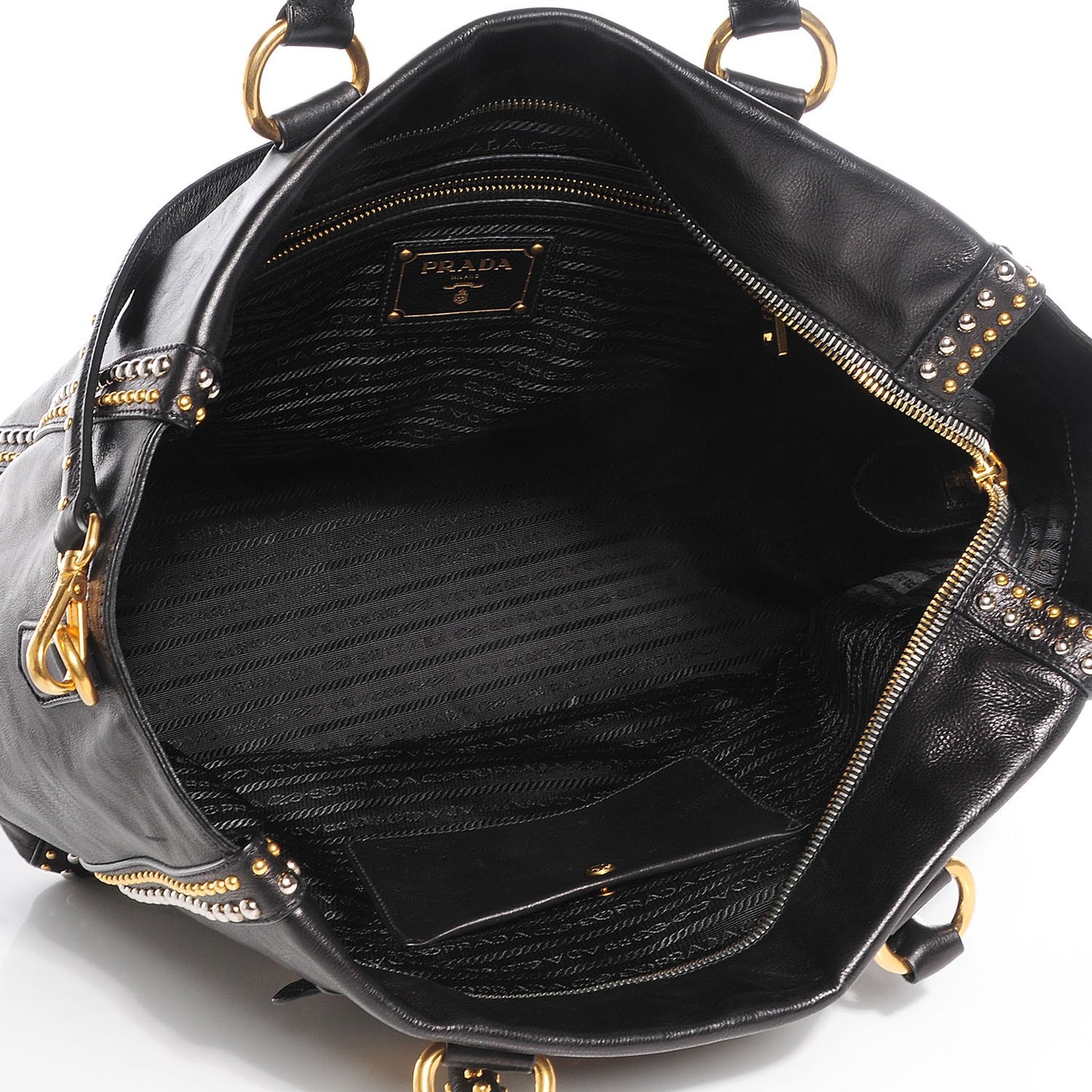 Glace Calf Studded Tote Nero Black
