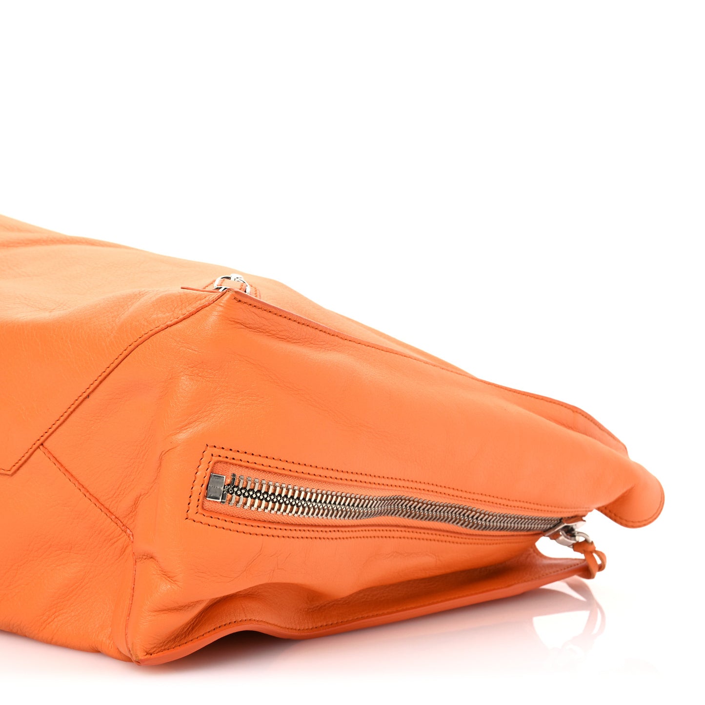 Veau Papier A4 Zip Around Tote Mandarine