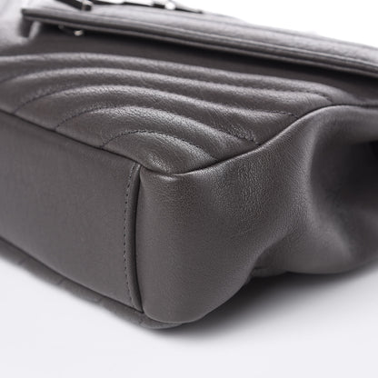 Saint Laurent Sheepskin Matelasse Chevron Monogram Medium College Bag Asphalt 9 of 10