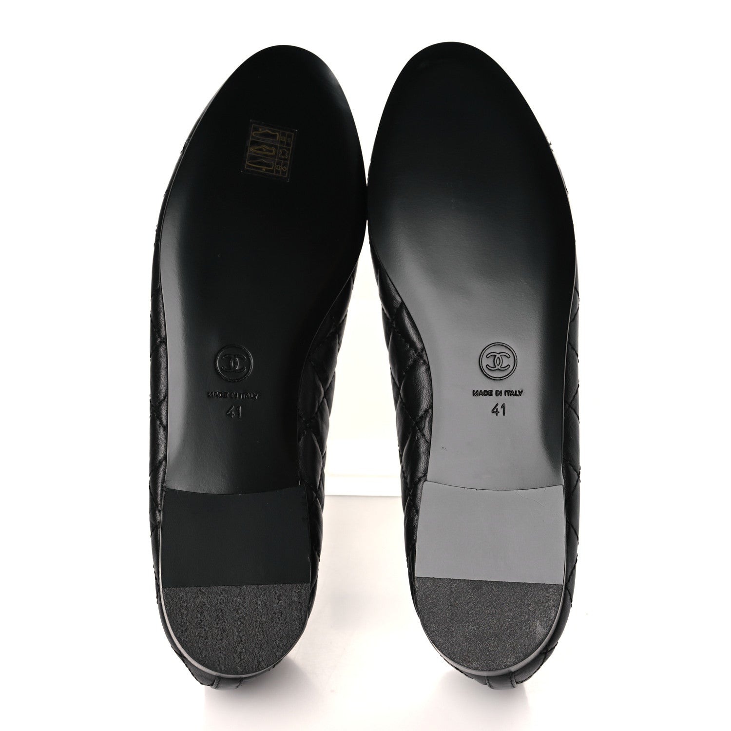 Chanel Aged Calfskin Quilted CC Cap Toe Ballerina Flats 41 Black 5 of 8