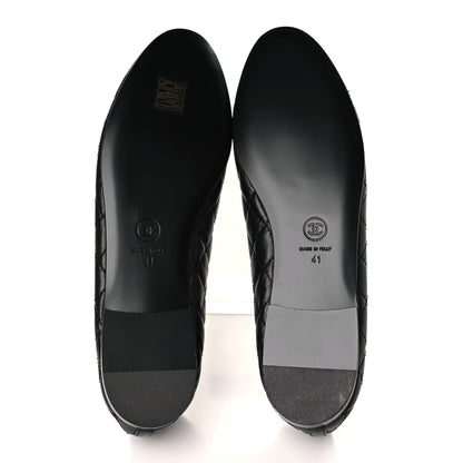 Chanel Aged Calfskin Quilted CC Cap Toe Ballerina Flats 41 Black 5 of 8