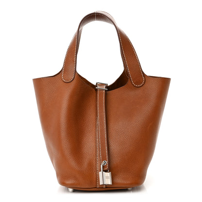 Hermes Barenia Faubourg Picotin Lock 18 PM Fauve 1 of 14