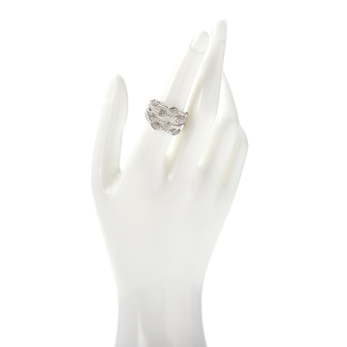 Sterling Silver Diamond Confetti 4 Row Ring 55 7.25