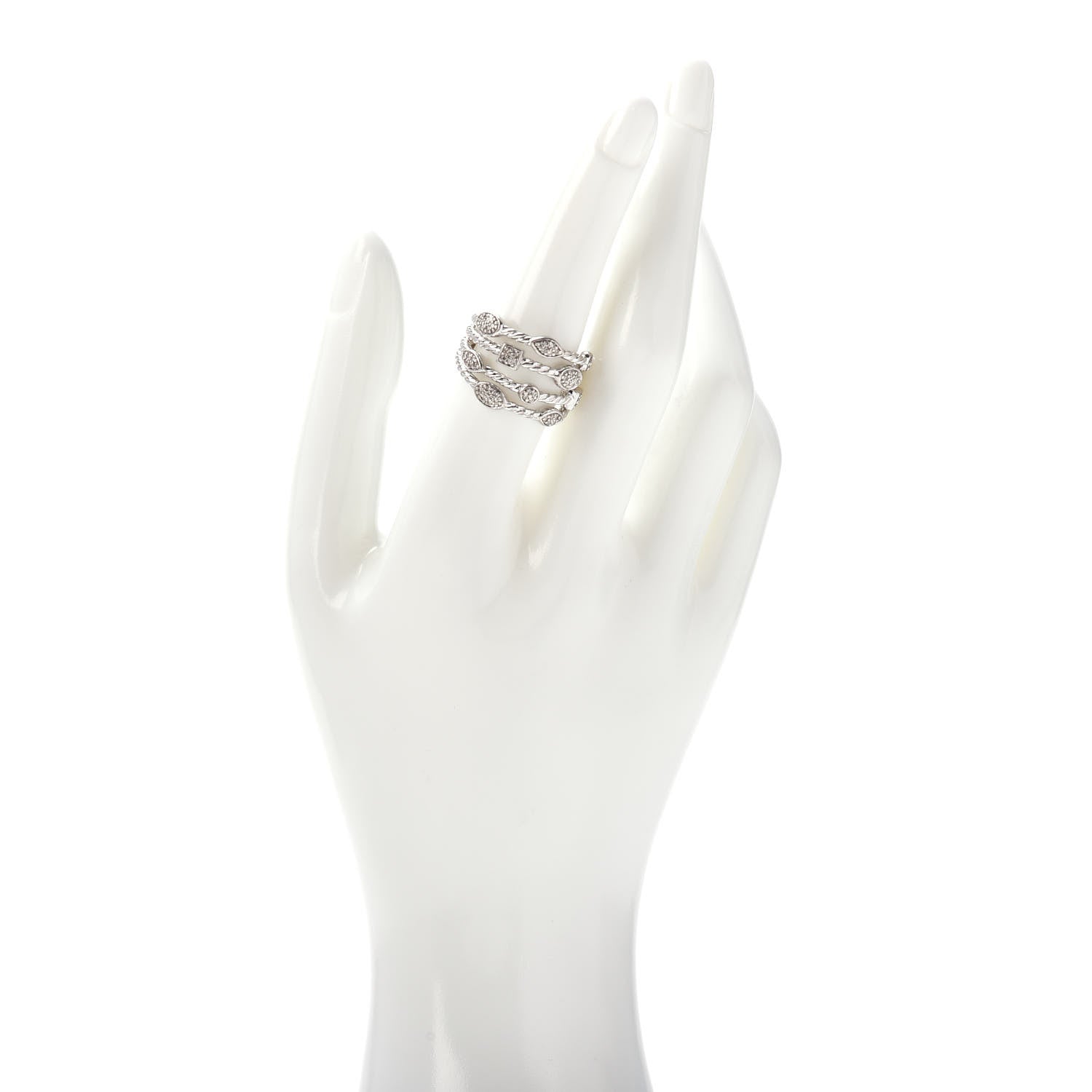 David Yurman Sterling Silver Diamond Confetti 4 Row Ring 55 7.25 2 of 5
