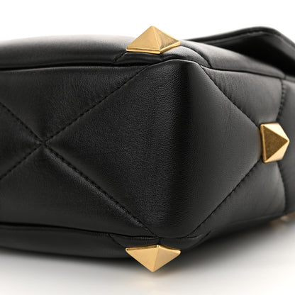 Valentino Garavani Nappa Large Roman Stud Shoulder Bag Black 9 of 10