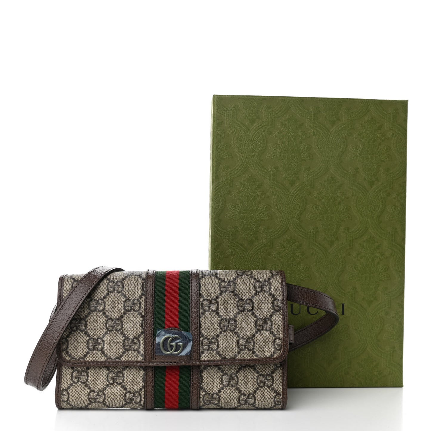 GG Supreme Monogram Web Ophidia Crossbody Wallet Beige New Acero