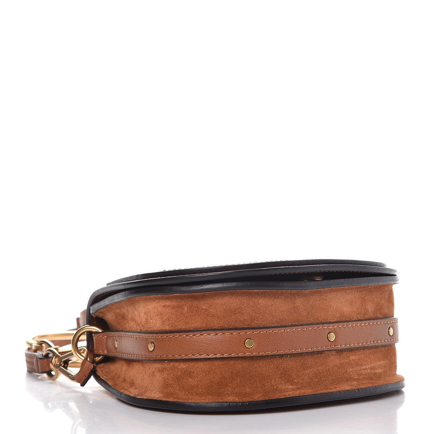 Calfskin Suede Small Nile Bracelet Bag Caramel