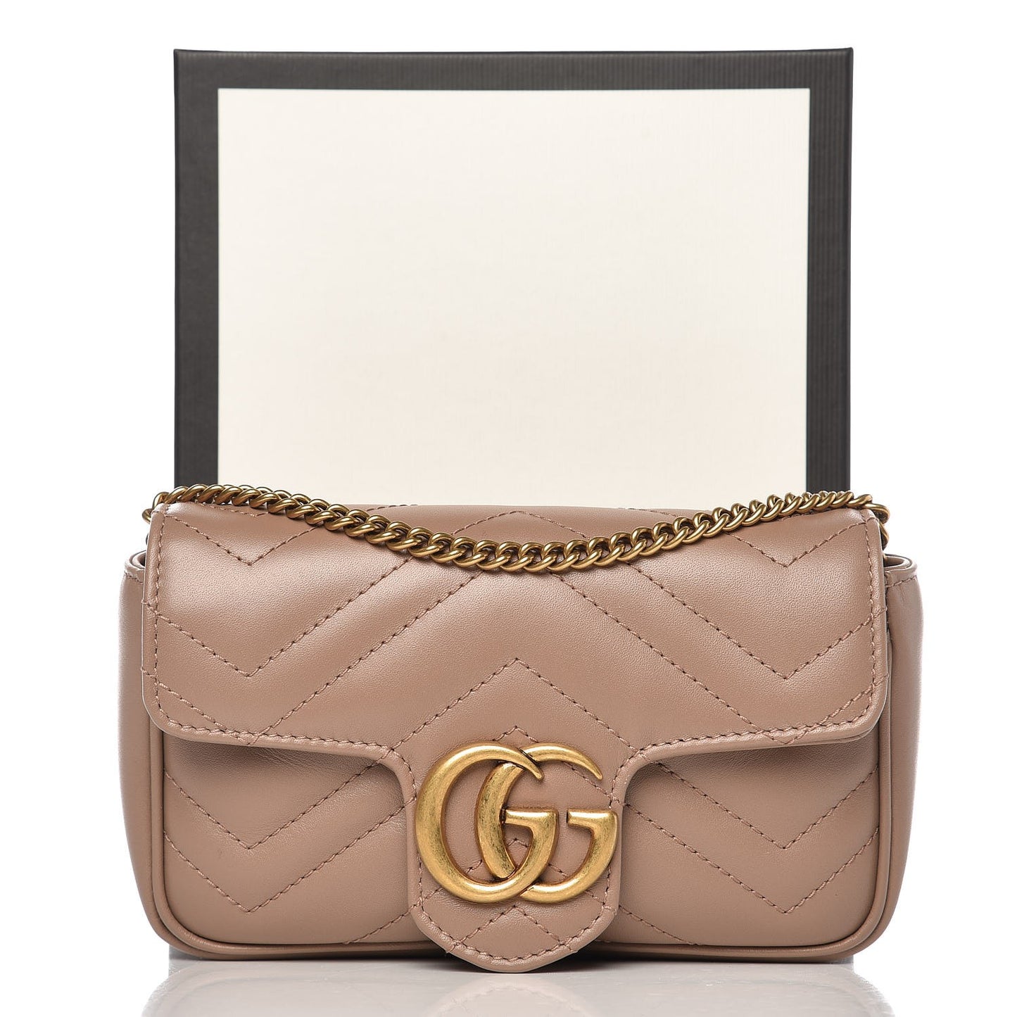 Calfskin Matelasse Super Mini GG Marmont Shoulder Bag Porcelain Rose