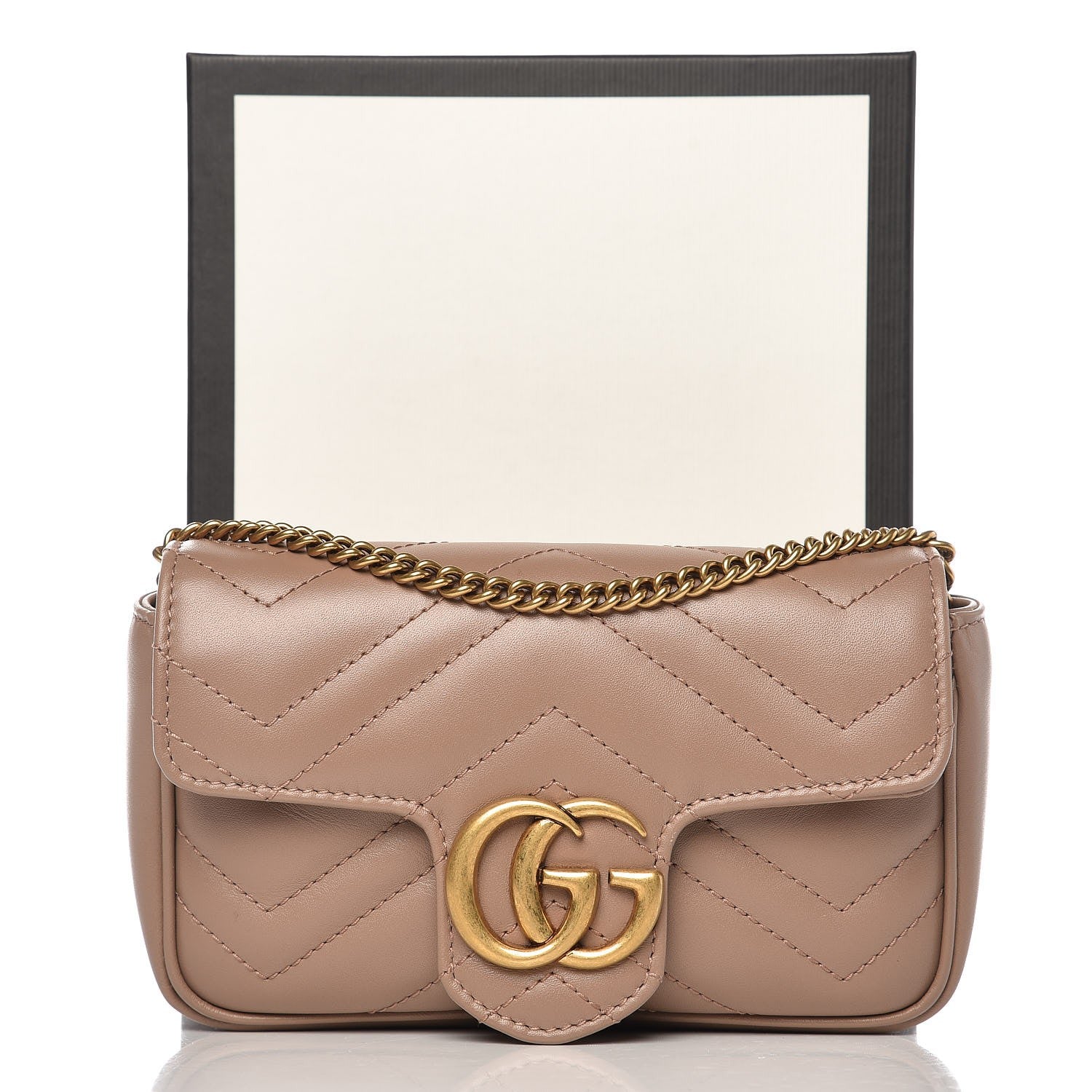 Gucci Calfskin Matelasse Super Mini GG Marmont Shoulder Bag Porcelain Rose 8 of 8