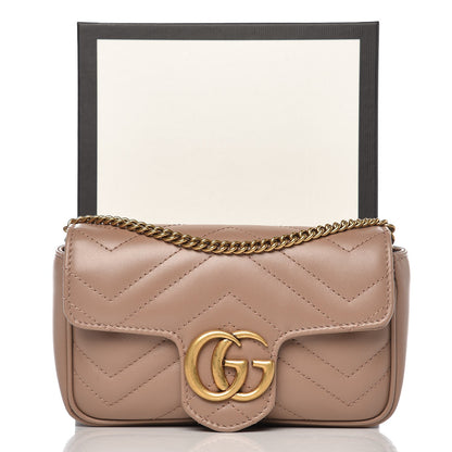 Gucci Calfskin Matelasse Super Mini GG Marmont Shoulder Bag Porcelain Rose 8 of 8