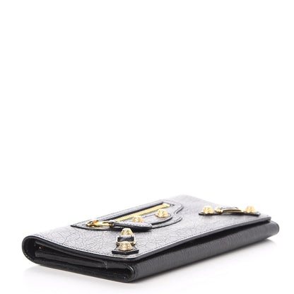 Balenciaga Agneau Giant 12 Gold Hardware Money Wallet Black 4 of 8