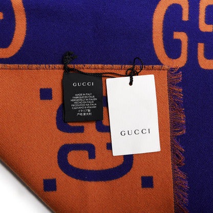 Gucci Wool Silk Monogram Jumbo GG Freedom Scarf Parma Violet Orange 4 of 4