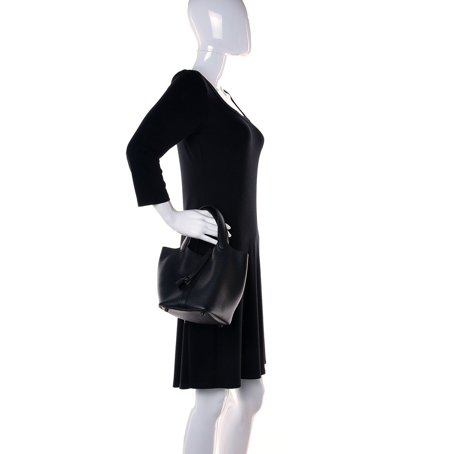 Hermes Taurillon Clemence Monochrome Picotin Lock 18 PM Black 2 of 11