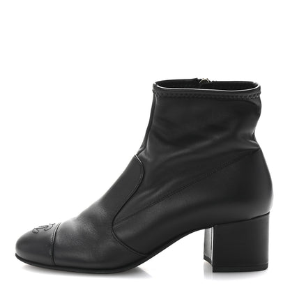 Chanel Stretch Lambskin Cap Toe CC Short Boots 38.5 Black 1 of 9