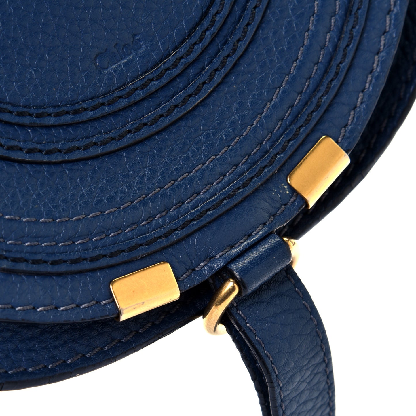 Calfskin Mini Marcie Round Crossbody Bag Royal Navy